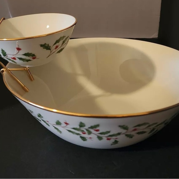 Lenox Holiday Tiered Bowl Set Chip and Dip - Picture 3 of 6